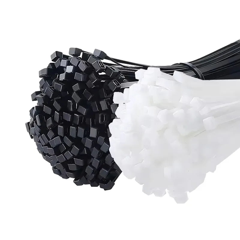 100PCS Black Nylon Cable Ties Self-Locking Zip Straps 8mm