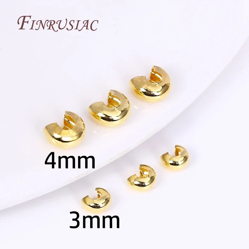 50Pcs 18K Gold Plated Crimp Beads & Covers | DIY Jewelry Findings
