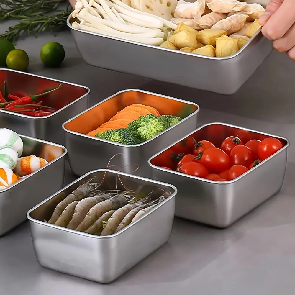 6-Piece Stainless Steel Food Containers – Leakproof & Stackable