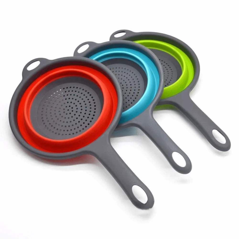 Collapsible Silicone Colander with Handle – Heat Resistant