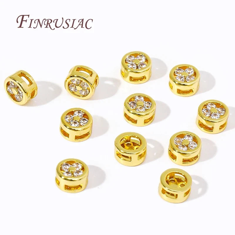 18K Gold Plated Zircon Round Spacer Beads | DIY Jewelry