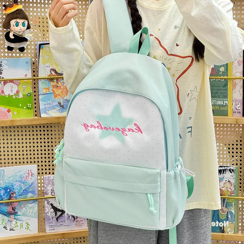 Korean Polka Dot School Backpack for Teen Girls | 20–35L