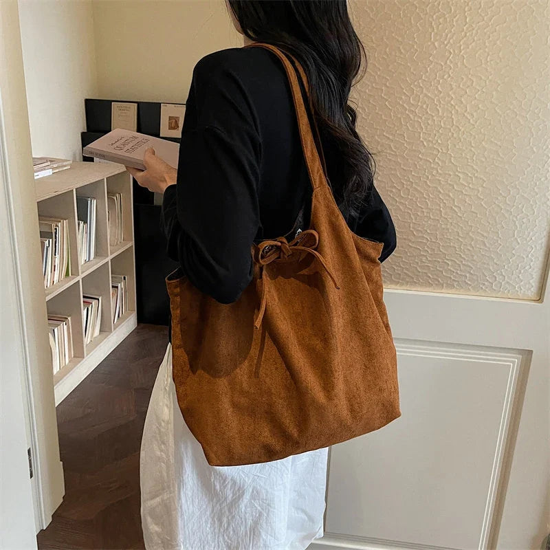 Women's Vintage Suede Shoulder Bag – Large Capacity Tote