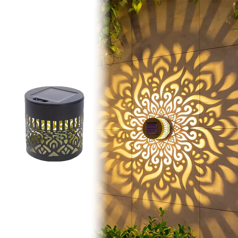 Solar Mandala Outdoor LED Wall Lamp – Waterproof Garden Light