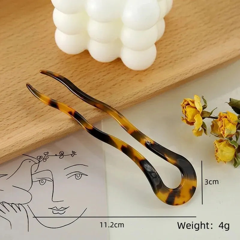 Retro Cellulose Acetate Hairpin – Vintage Tortoise Hair Clip