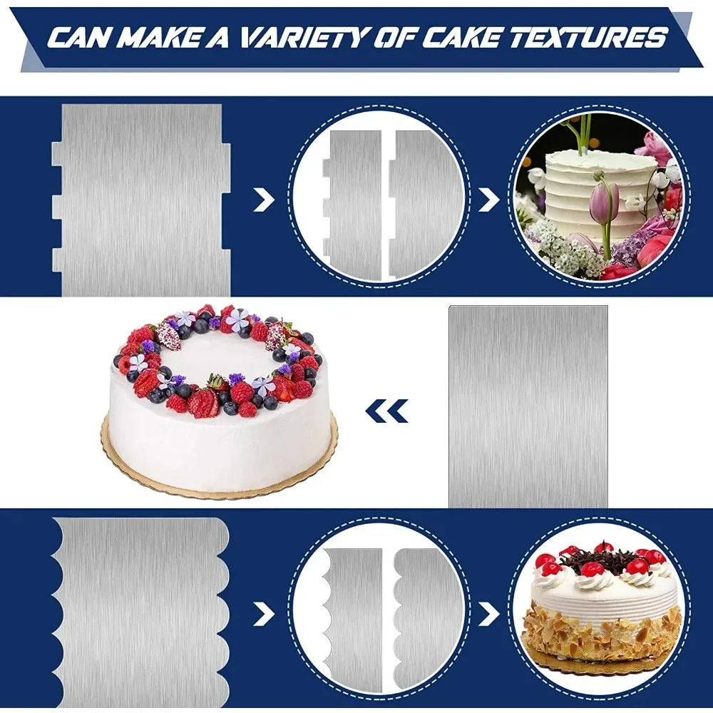 Stainless Steel Cake Scraper & Pastry Comb Smoother Tool