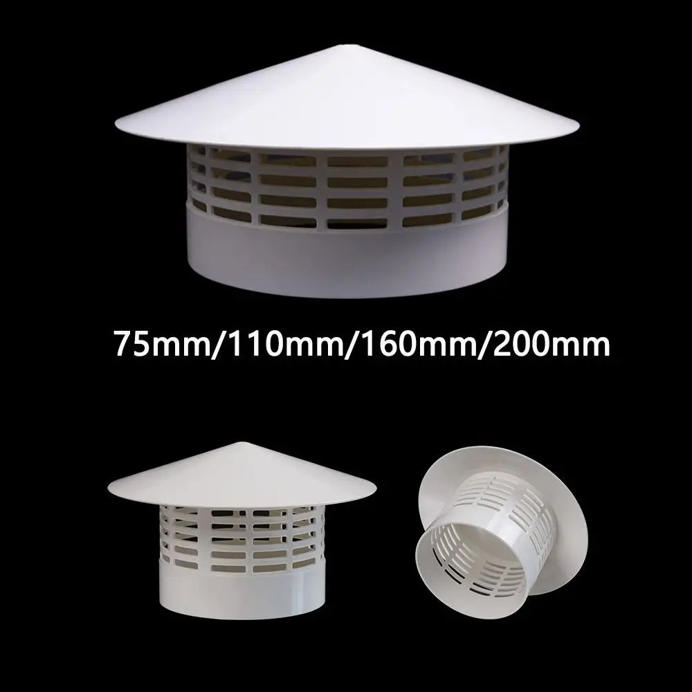 PVC Ventilated Rain Cap 75–200mm Roof Duct Exhaust Vent Hood Cover