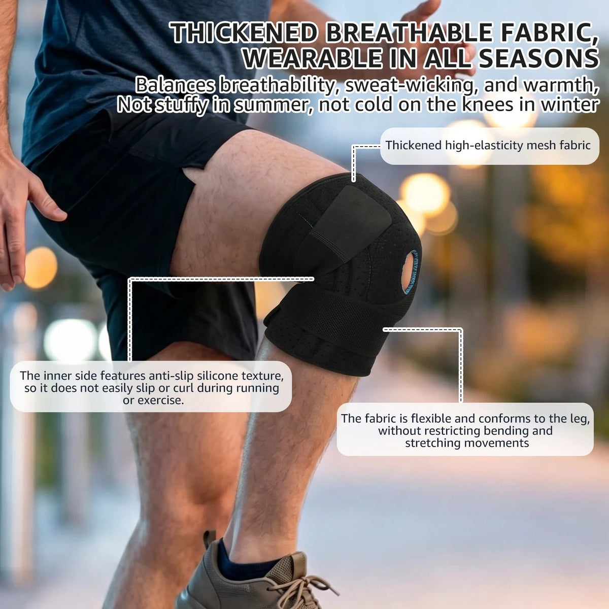 Knee Brace Open Patella Sleeve with Cross Bands & Springs