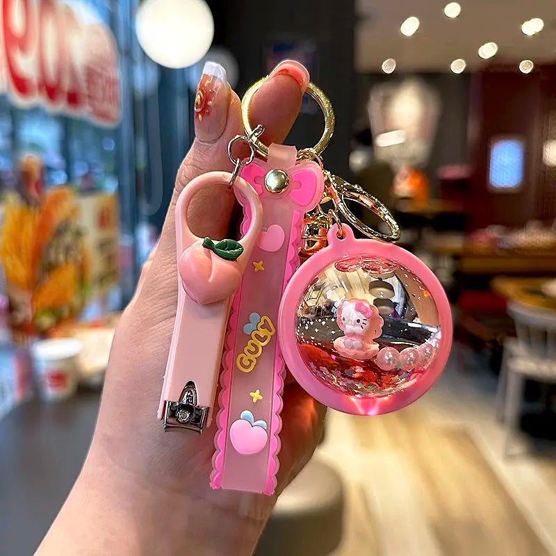 Sanrio Kuromi Hello Kitty Liquid Sand Keychain | Anime Charm