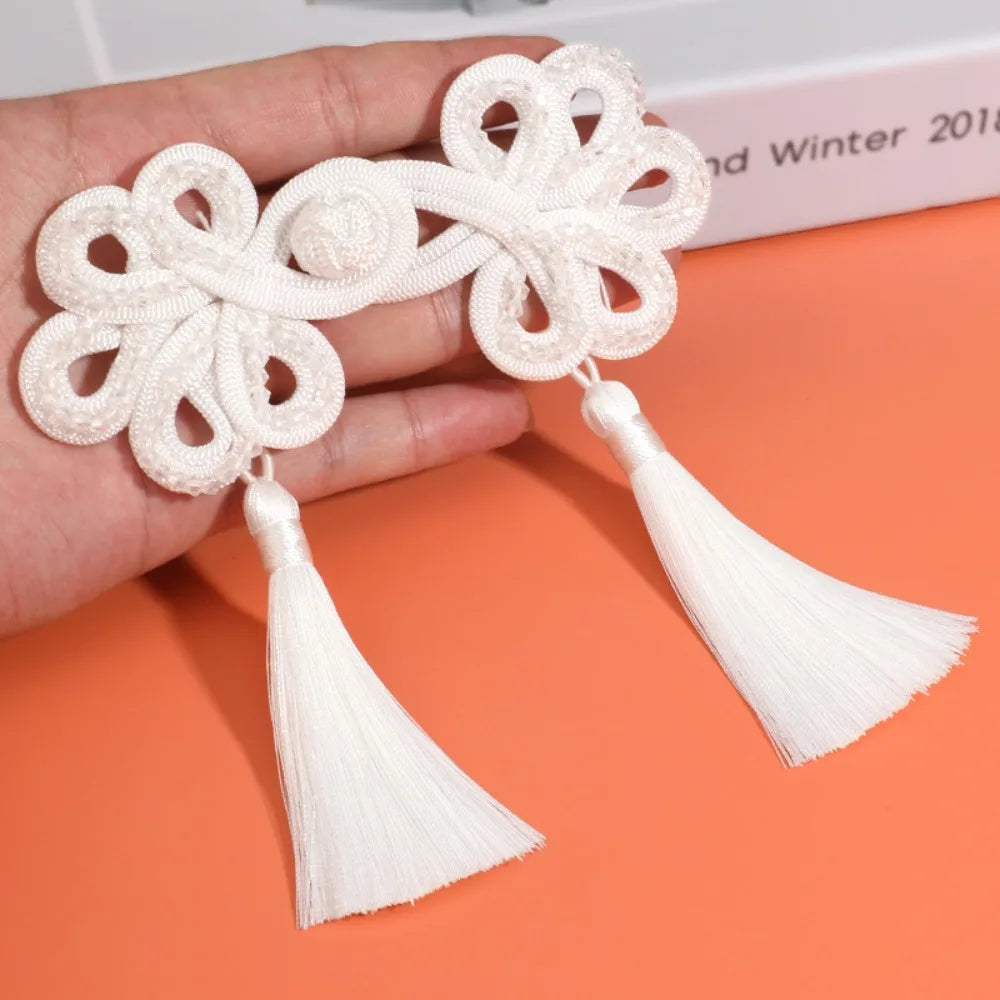 Chinese Tassel Plate Buckle Hand-Beaded Knot Button DIY
