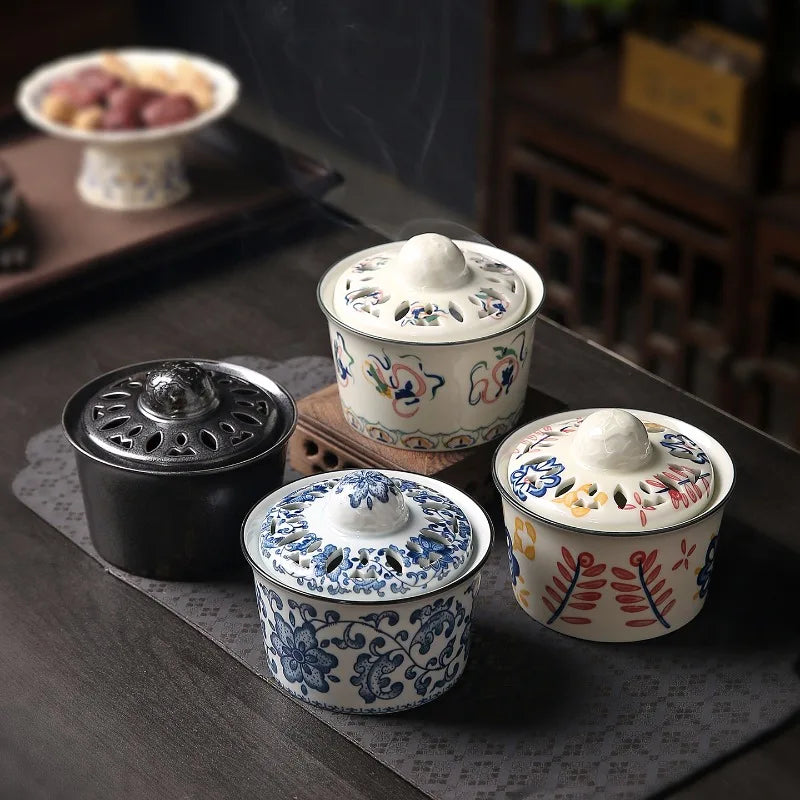 Ceramic Incense Burner with Cover – Zen Aromatherapy Décor