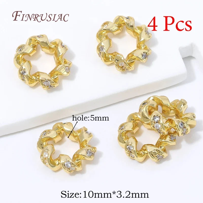 18K Gold Plated Zircon Spacer Beads – Brass DIY Jewelry Findings