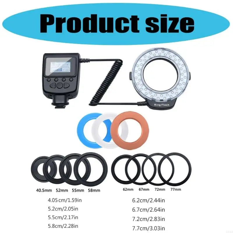 Ring Flash Light LCD 7 Modes & 8 Adapters for DSLR Camera