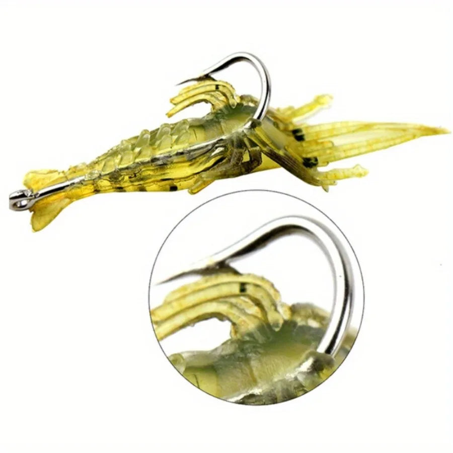 10pcs Luminous Soft Shrimp Lure – Silicone Prawn Sea Fishing Bait