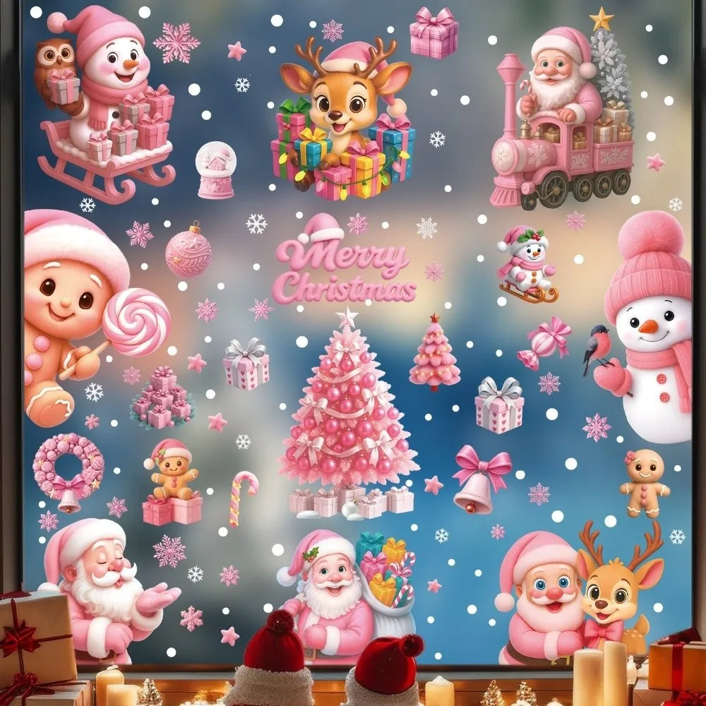 Waterproof PVC Christmas Window Stickers – Santa & Snowflake