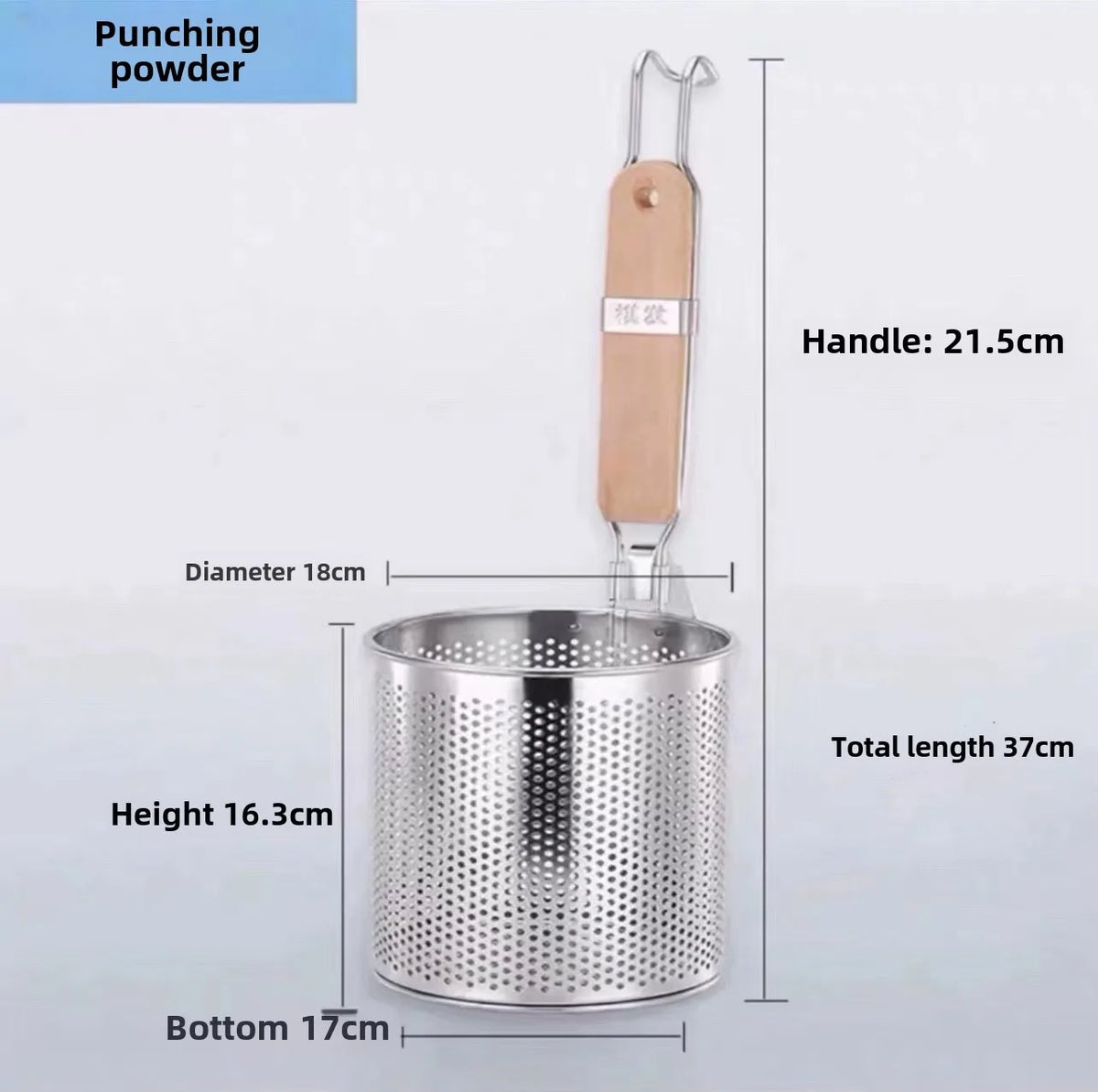 Stainless Steel Pasta Basket Strainer – Wooden Handle