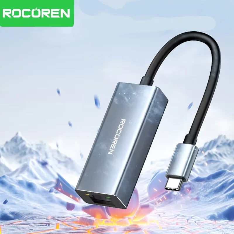 Rocoren USB-C to RJ45 Gigabit Ethernet Adapter 1000Mbps