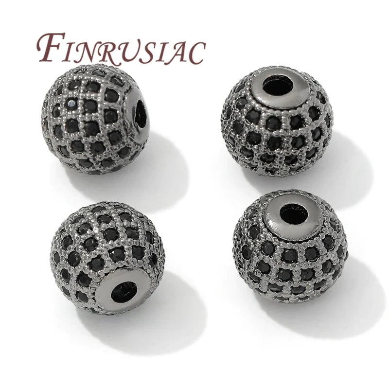 18K Gold Plated Zircon Spacer Beads 6mm 8mm 10mm | DIY Jewelry