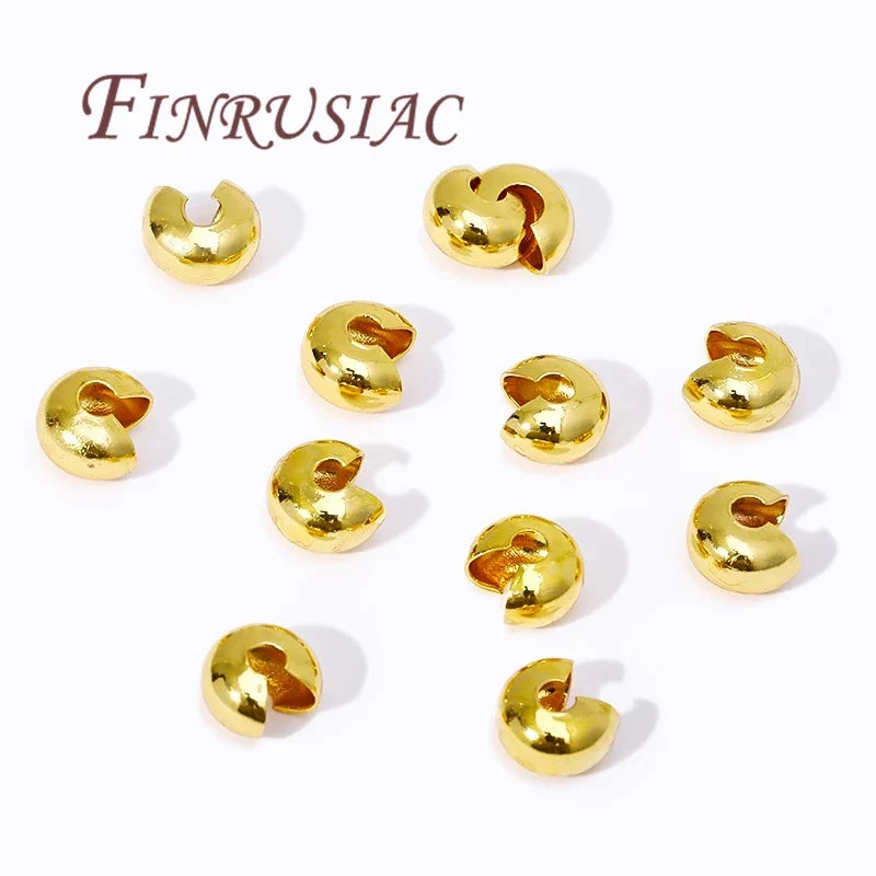 14K Gold Plated Brass Crimp End Beads – DIY Jewelry Spacers