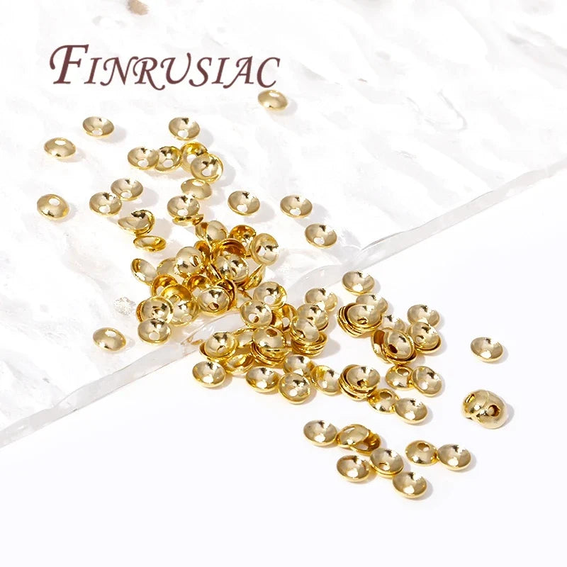 14K Gold Plated Brass Round Bead Caps 3mm 4mm – DIY Jewelry