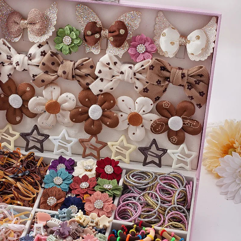 763-Piece Girls Hair Accessories Set – Bows, Clips & Ties