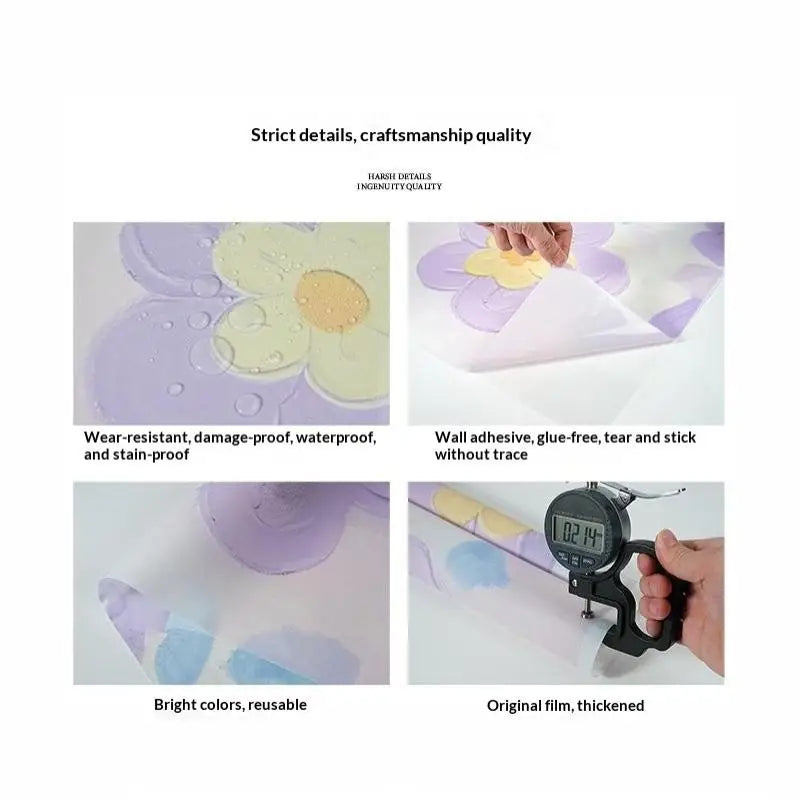 3D Floral Window Privacy Film Static Cling UV Blocking 60×100cm