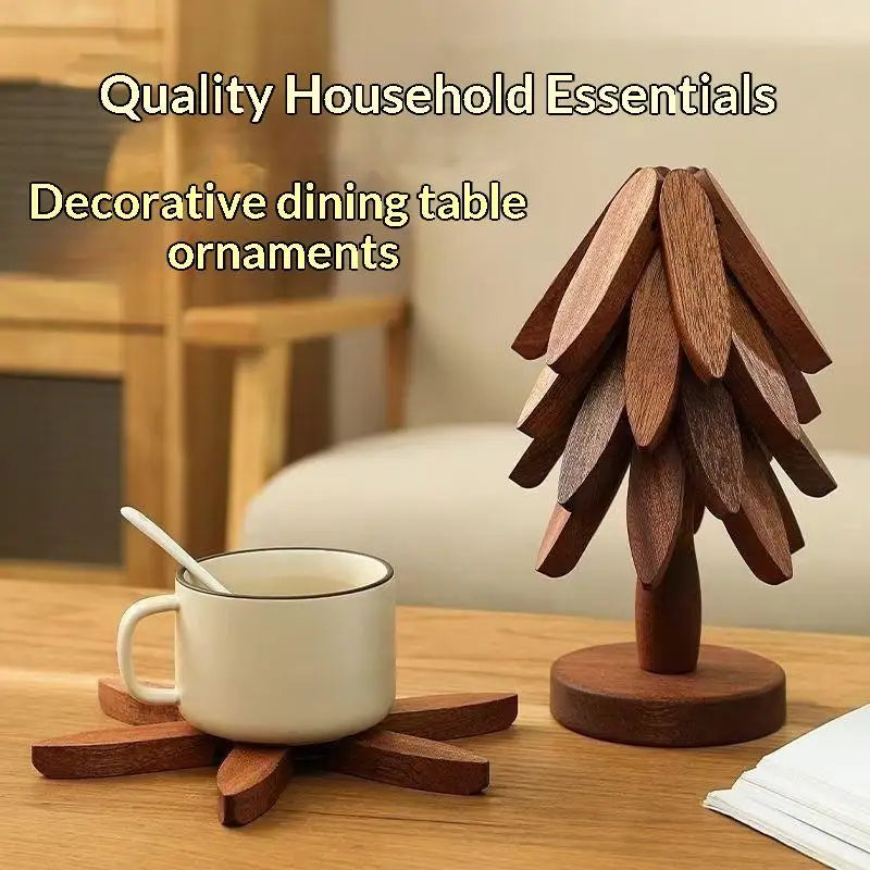 Foldable Bamboo Tree Trivet | Heat Resistant Non-Slip Kitchen Mat