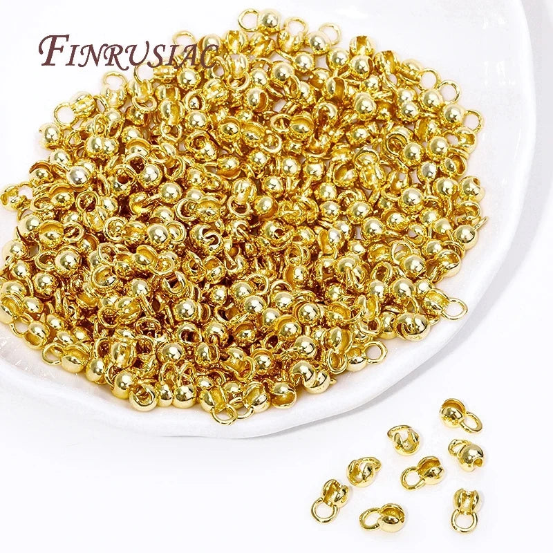18K Gold Plated Clam Shell Bead Tips & Crimp Findings | 10/20 Pcs