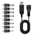USB-A to 12V Power Converter Cable – Selectable Polarity Kit