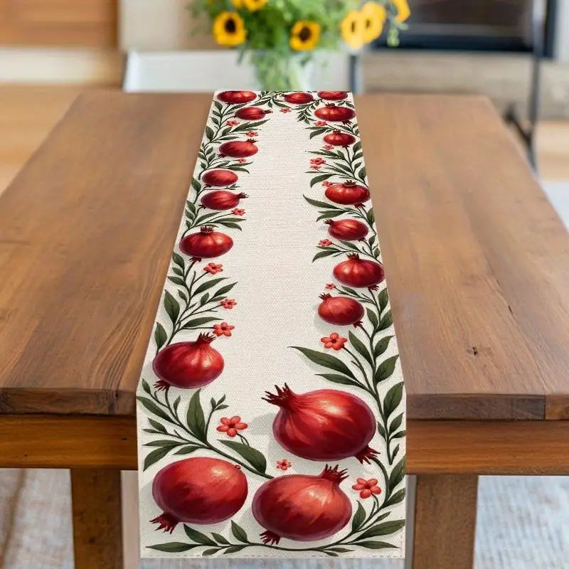 Rosh Hashanah Pomegranate Table Runner | Jewish Holiday Décor
