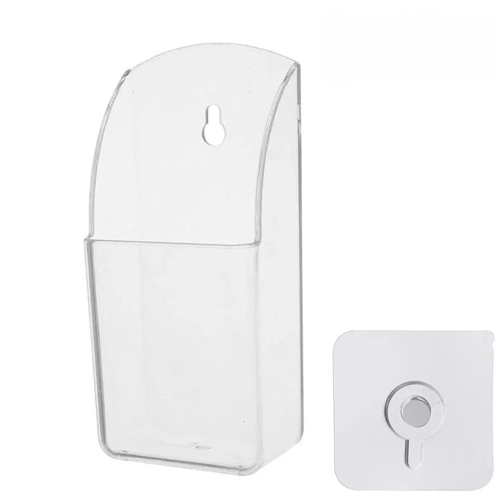 Wall Mount Remote Control Holder Transparent Storage Box
