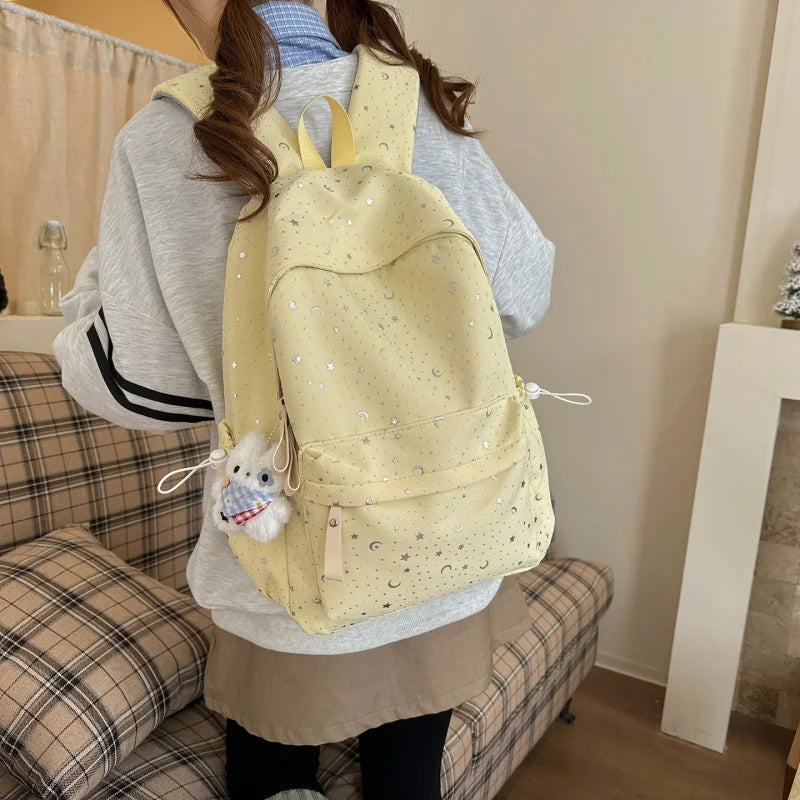 Korean Star & Moon Lightweight Campus Backpack 20–35L