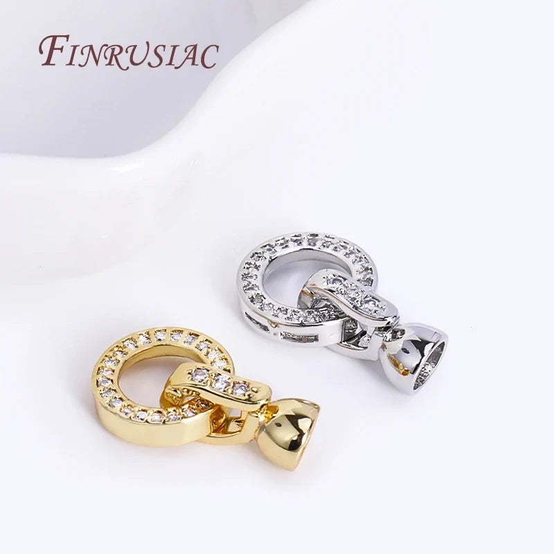 18K Gold Plated Zircon Round Clasp Connector DIY Jewelry