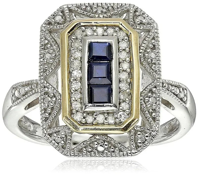 Vintage Art Deco Princess Cut Zircon Ring – Silver | Sizes 6–10