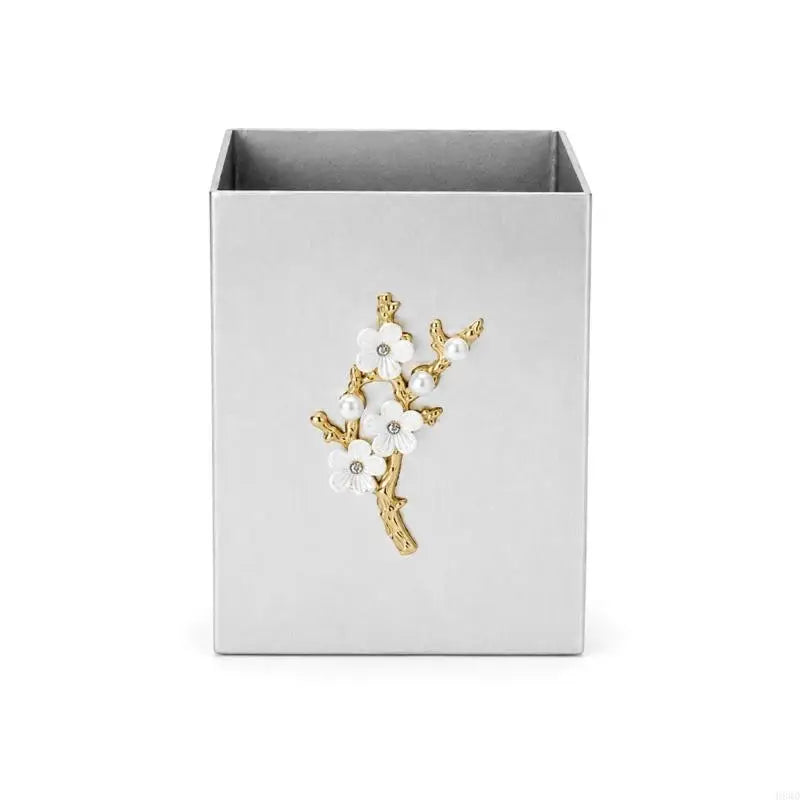 Stainless Steel Square Pen & Makeup Brush Holder Cup