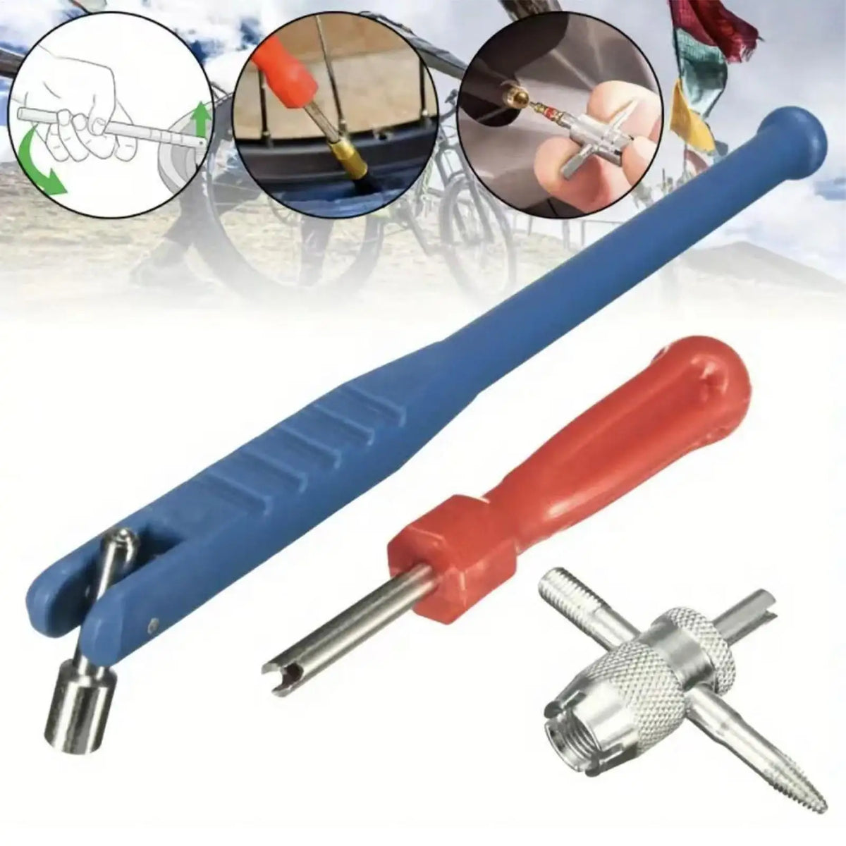 3-Piece Valve Stem Removal Tool Set – Car, Bike & Motorcycle