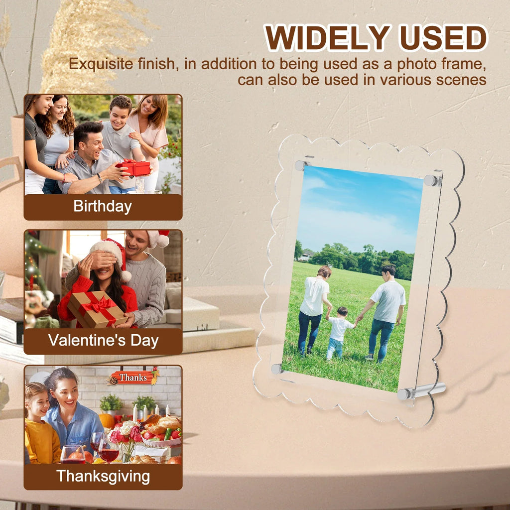 2Pcs Clear Acrylic Picture Frames 4x6 & 5x7 Inch with Screws