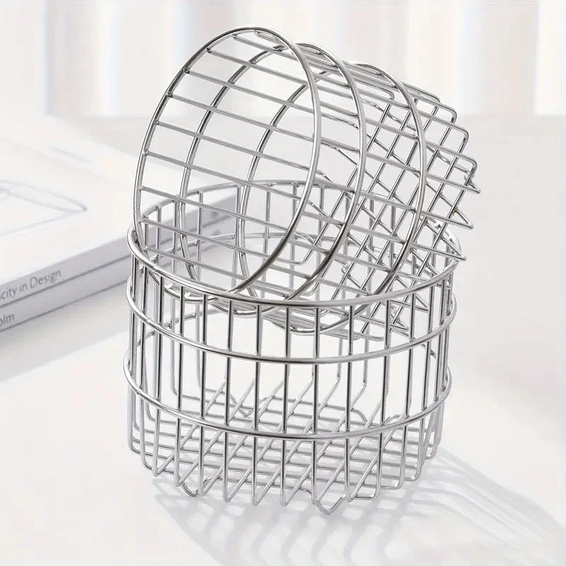 Stainless Steel Round Makeup Brush & Cosmetic Organizer