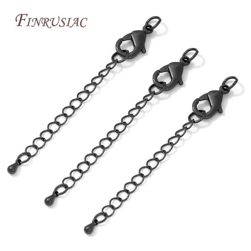 Black Brass Extension Chains with Lobster Clasps | Jewelry Making