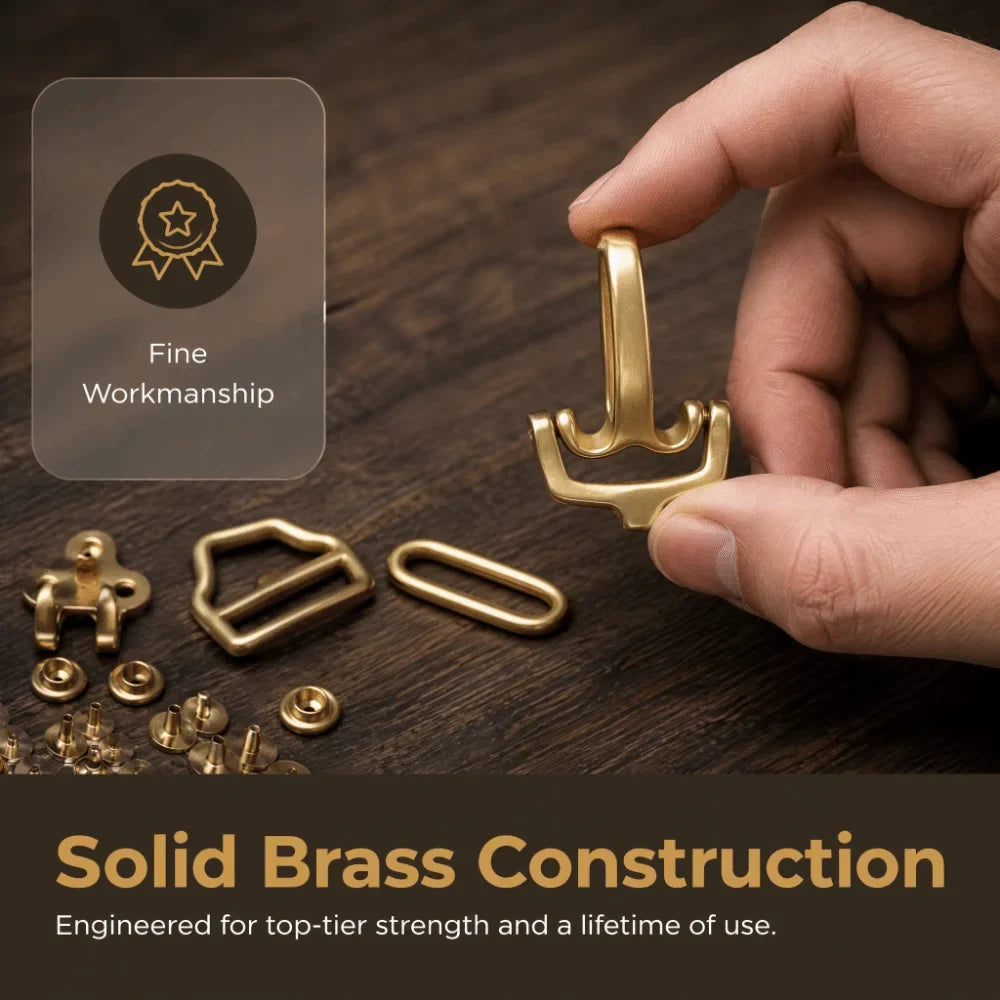 Solid Brass Belt Buckle Set – D-Ring Pin Hardware Kit