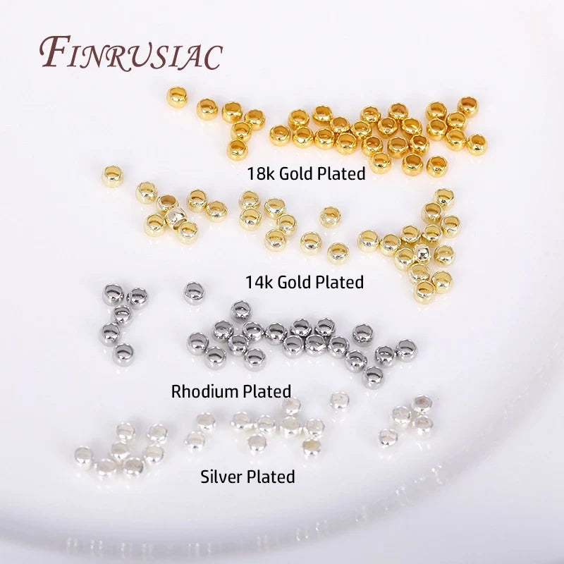 100pcs 18K Gold Plated Crimp End Beads 2mm 2.5mm 3mm – DIY
