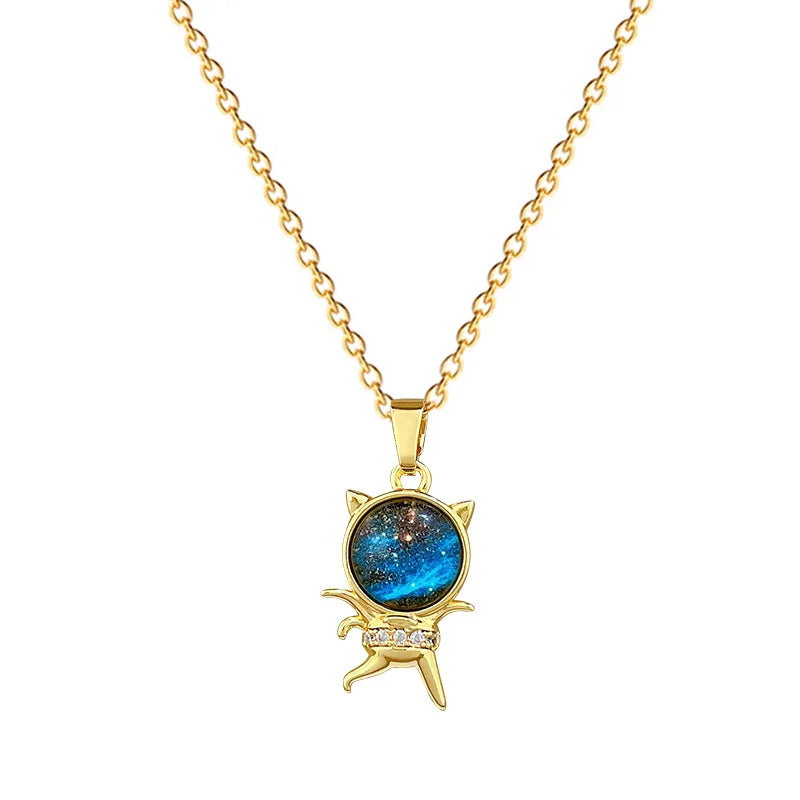 Starry Sky Pendant Necklace | Gold Stainless Steel Clavicle Chain