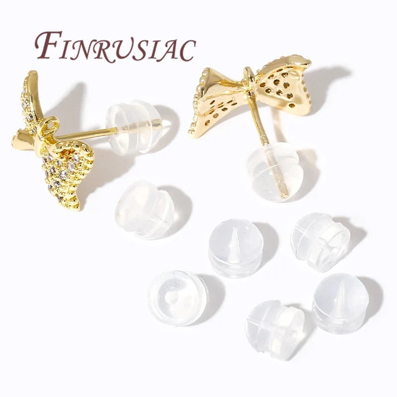 Silicone Earring Backs Stoppers – Gold Plated DIY Findings 50/100Pcs