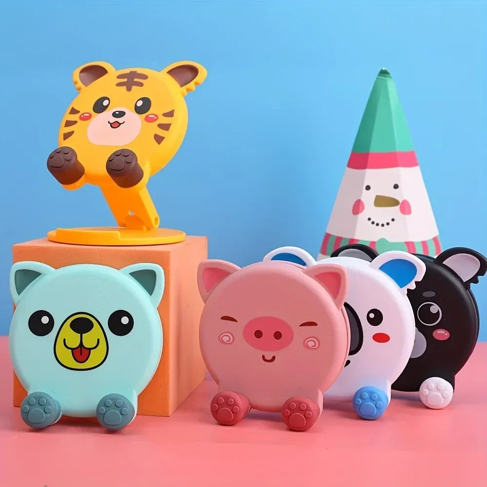 3D Cartoon Animal Phone Stand – Foldable Silicone Desk Holder