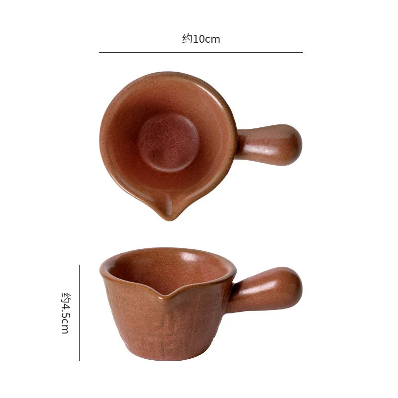 Vintage Ceramic Dipping Sauce Cup with Handle | Retro Style