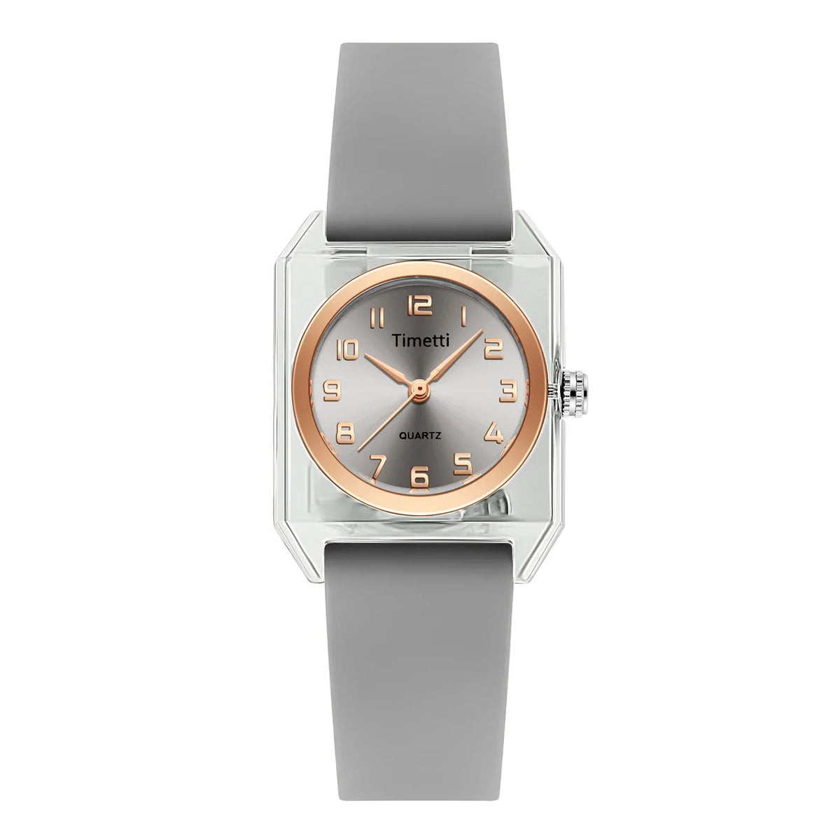 Timetti Women's Square Quartz Watch – Casual Silicone Strap