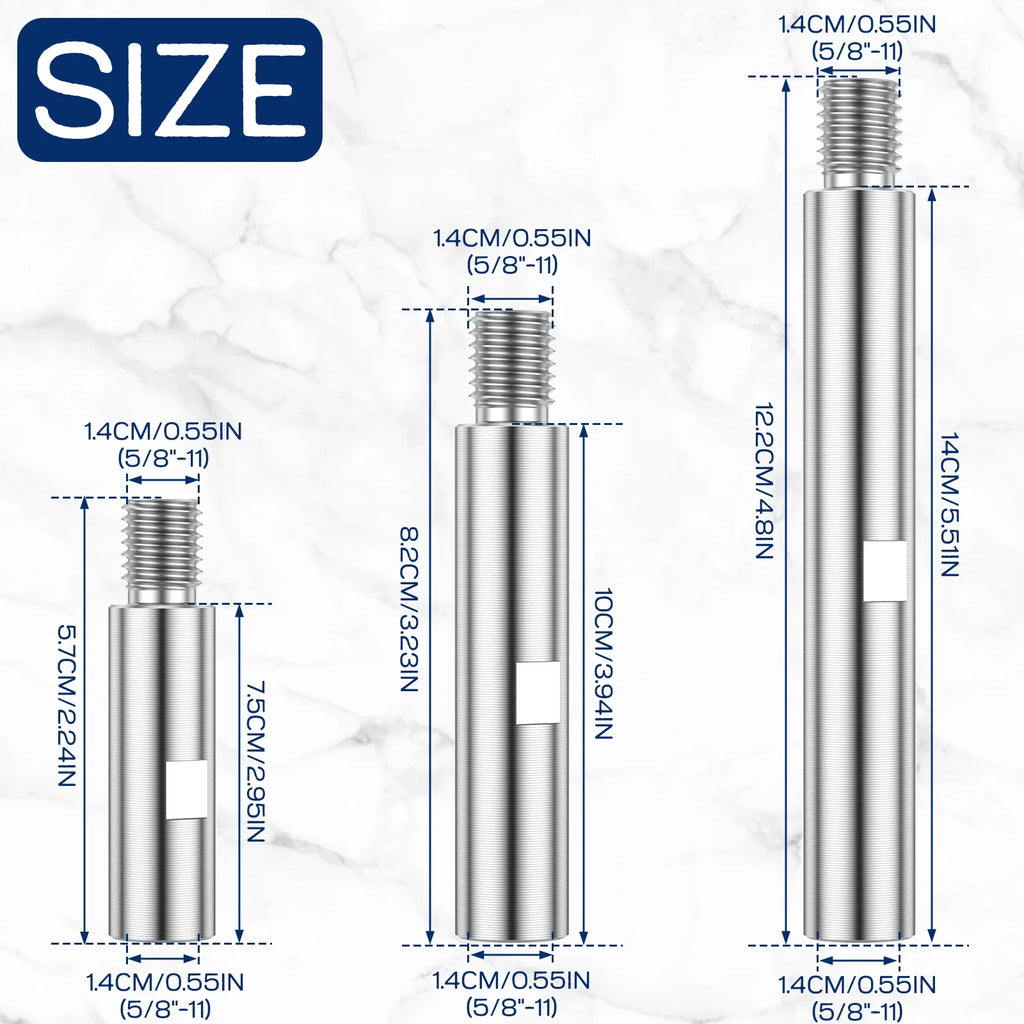 3Pcs M14 Angle Grinder Extension Rods 75/100/140mm Adapter