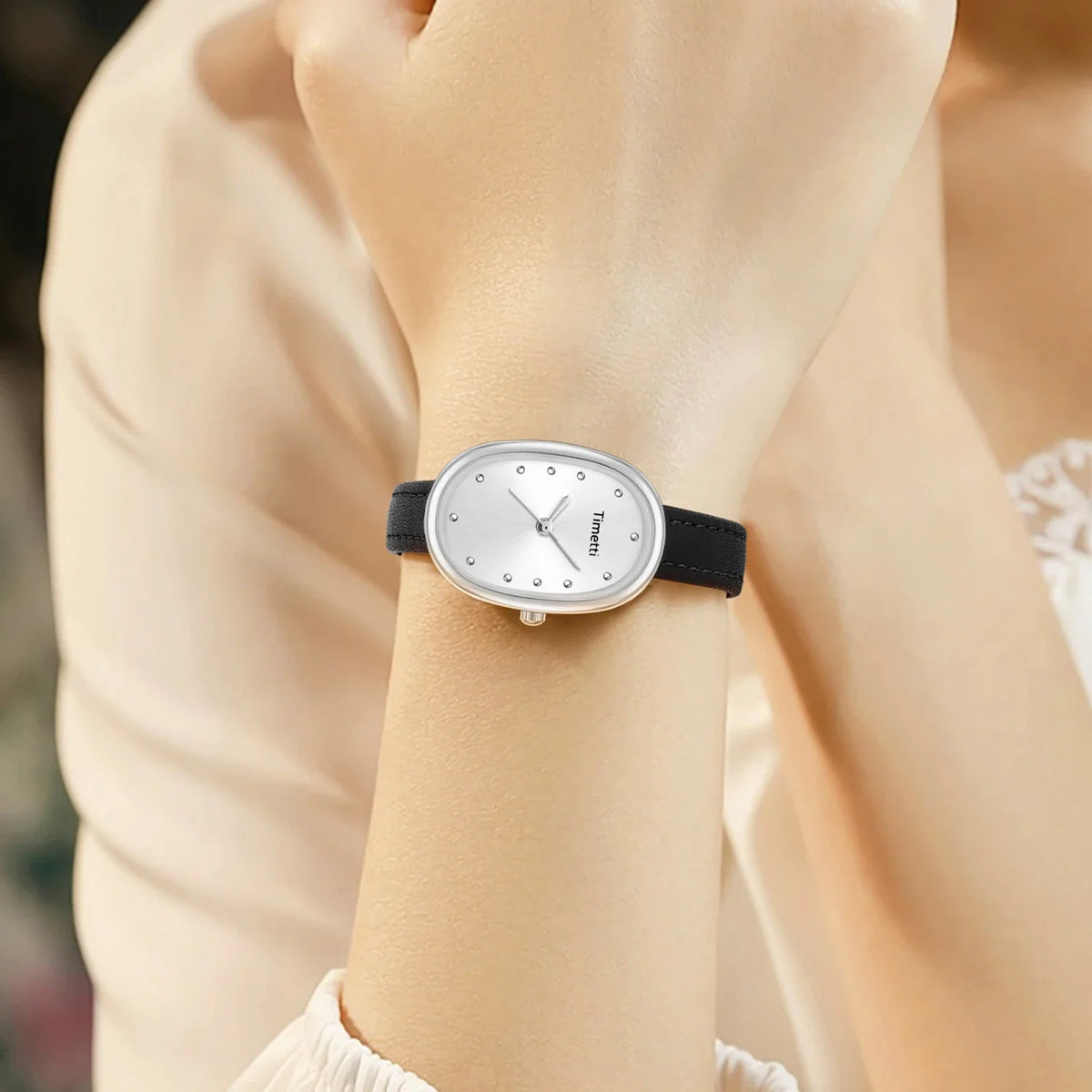 Timetti Women's Retro Square Quartz Watch | Leather Strap