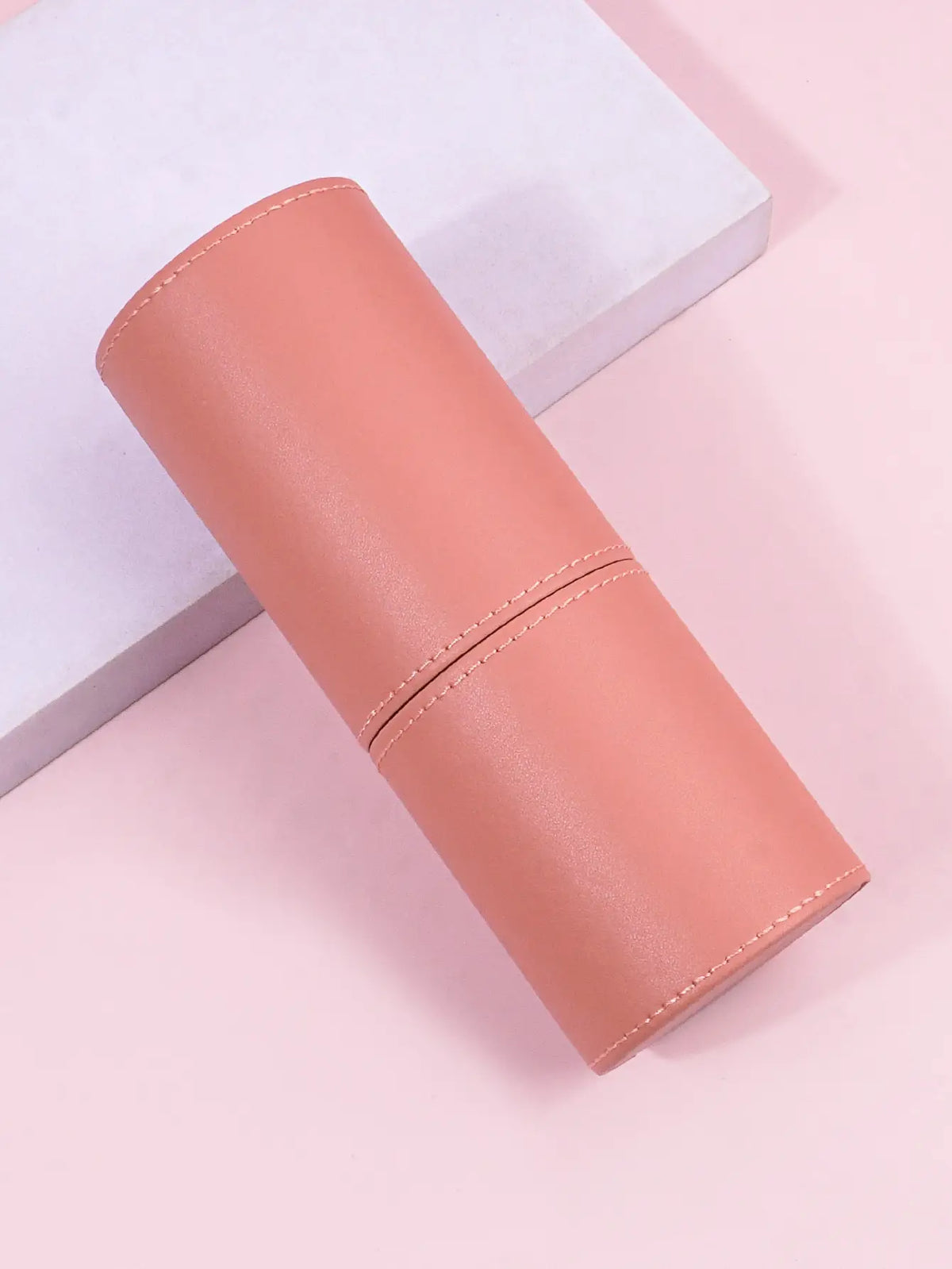PU Leather Makeup Brush Holder Desktop Cosmetics Storage Bucket