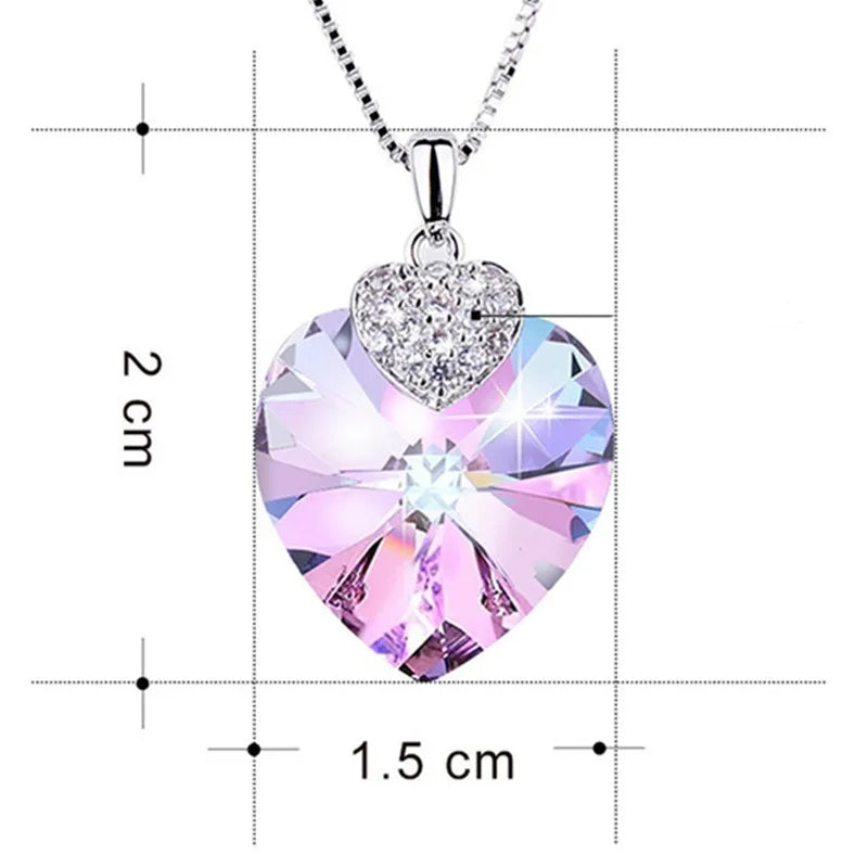 Women's Heart CZ Crystal Pendant Necklace – Bridal Wedding Gift